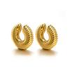 1 Paar Goldfarbe Punk Vintage Klobig Geometrisch Rund Ohr-Manschette Edelstahl Metallstruktur Dick C-Form Nicht-Piercing Ohrklemme