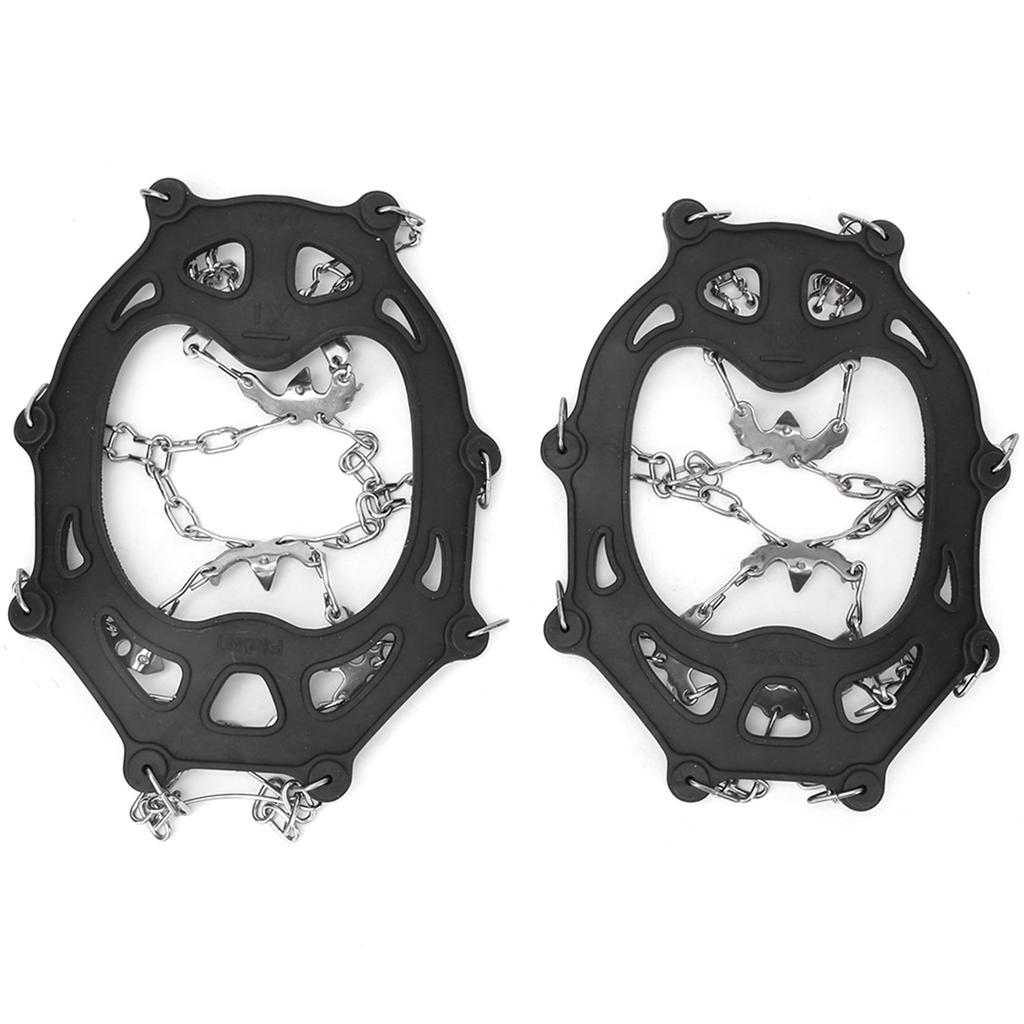 A Pair 19 Teeth Outdoor Climbing Ice Crampons Stainless Steel Welding Anti-Slip Shoe Snow Grips Spikes Cleats(XL 19 Teeth)
