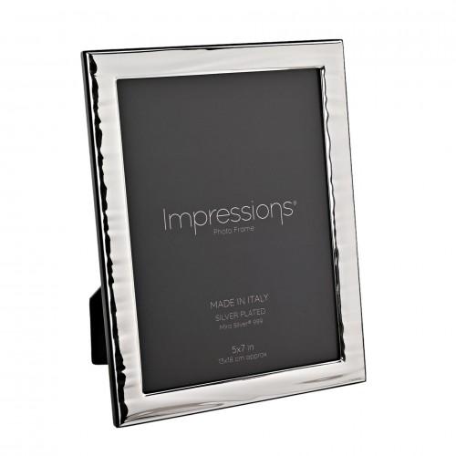 Impressions 999 Silver Narrow Wave Photo Frame 5 X 7 Wood Back Made In Italy