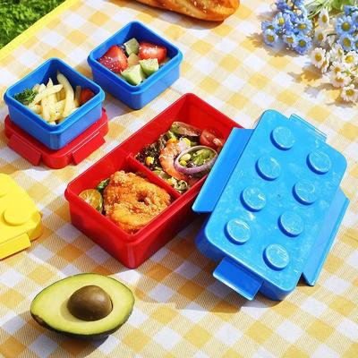 Kendin Yap Yapı Bloklu Beslenme Kutusu Çocuklar İçin Modüler Yapı Blokları Öğrenci Yapı Bloklu Bento Yiyecek Saklama Kabı Yemek Takımı
