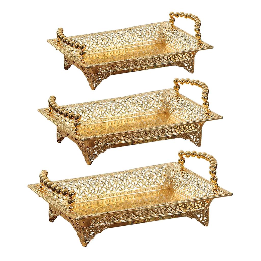 Metal Golden Fruit Tray Organizer Serving Dishes Snack Dessert Candy Storage Plate Cupcake Display for Buffet Parties Decor