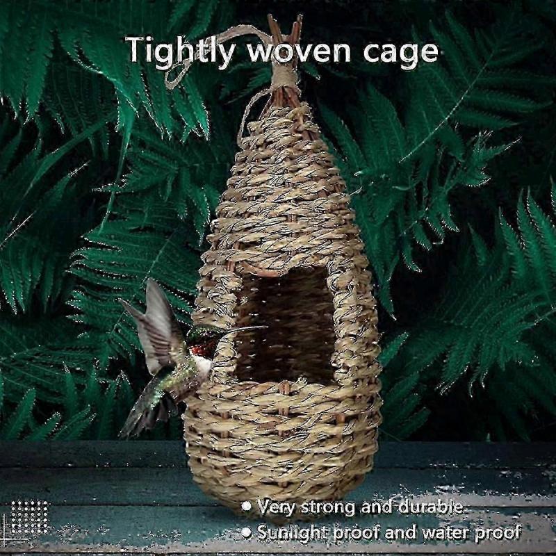 3X Garden Handing Birds Nest Box Breeding Nest Grass Hand Woven for Outdoors Hanging