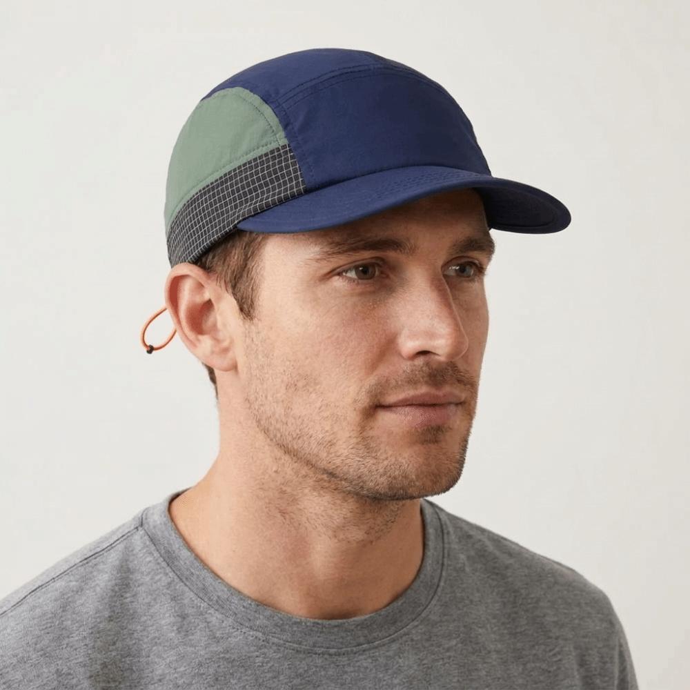 Retro 5-panel Quick-drying Baseball Cap Soft Brim Plaid Running Caps Breathable Peaked Cap Men
