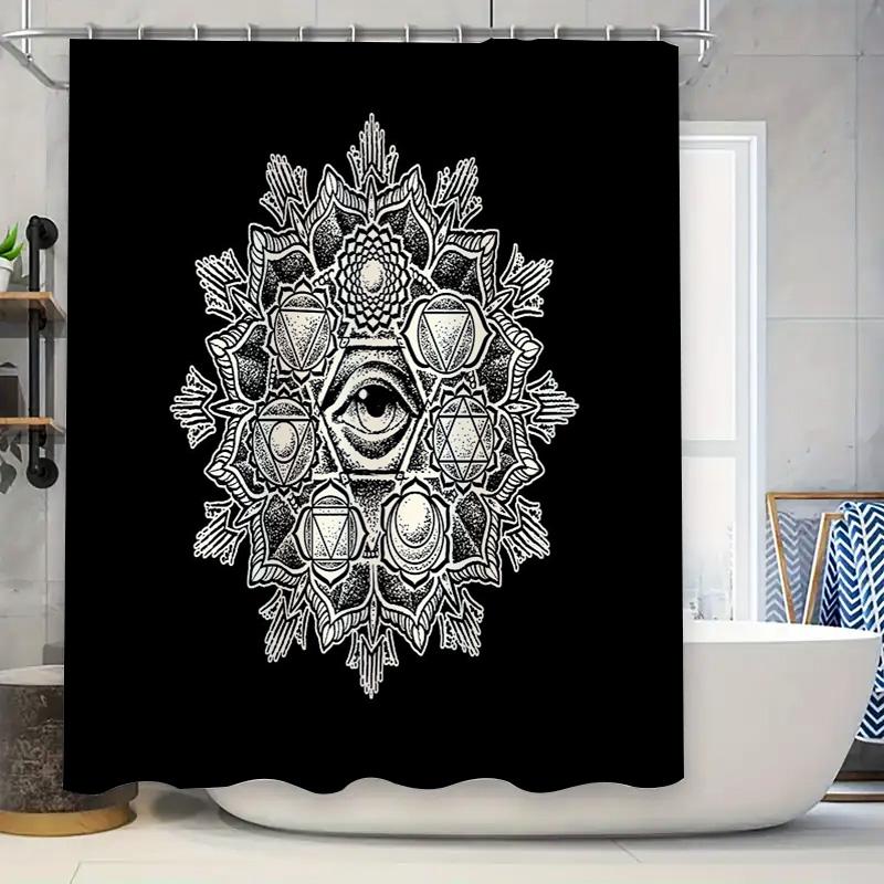 

Mystic Mandala Shower Curtain Gothic Home Decor Bohemian Tapestry Wall Hanging Dark Art Spiritual Decor Sacred Geometry Room Div W60H190(CM)-1 Pcs
