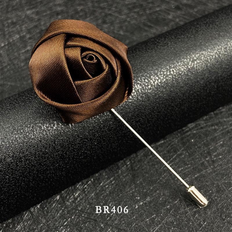 Handmade Multi-Color Rose Fabric Brooch Pin for Men's Suits - Korean Style Accessories