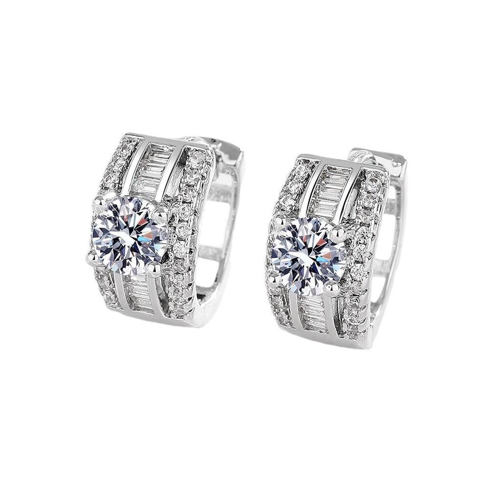 Ebay Simple Full Diamond Round Ear Buckle Accessories Temperament Ear Jewelry Zircon Earrings