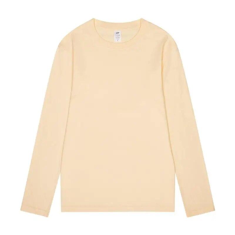 FEGKZLI 2024 Summer Autumn Long Sleeve Loose Causal Unisex Tops 100% Cotton T-shirts Multi Colors Street Tees