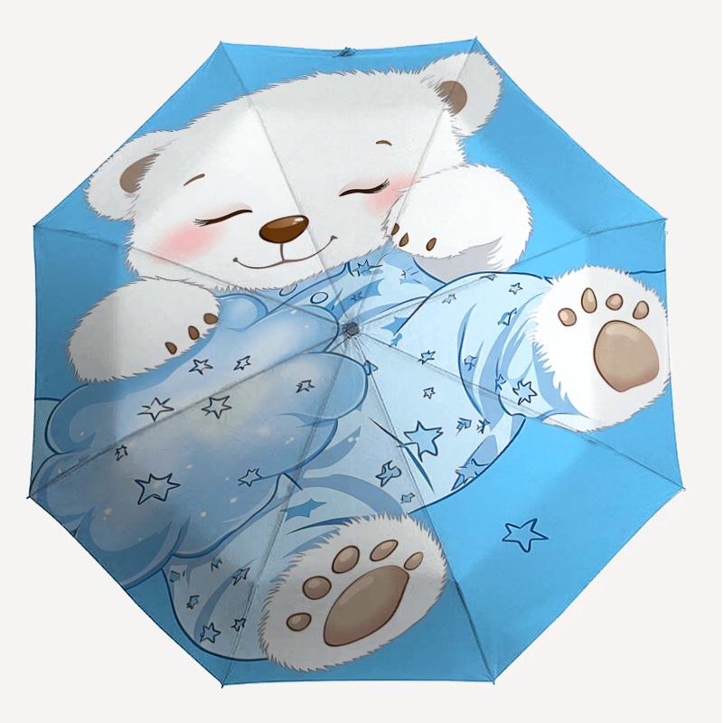 1PC Polar bear Umbrella-8-Rib Reinforced, Automatic Open, Lightweight & Durable, Fashion Accessory for Outdoor, H0375
