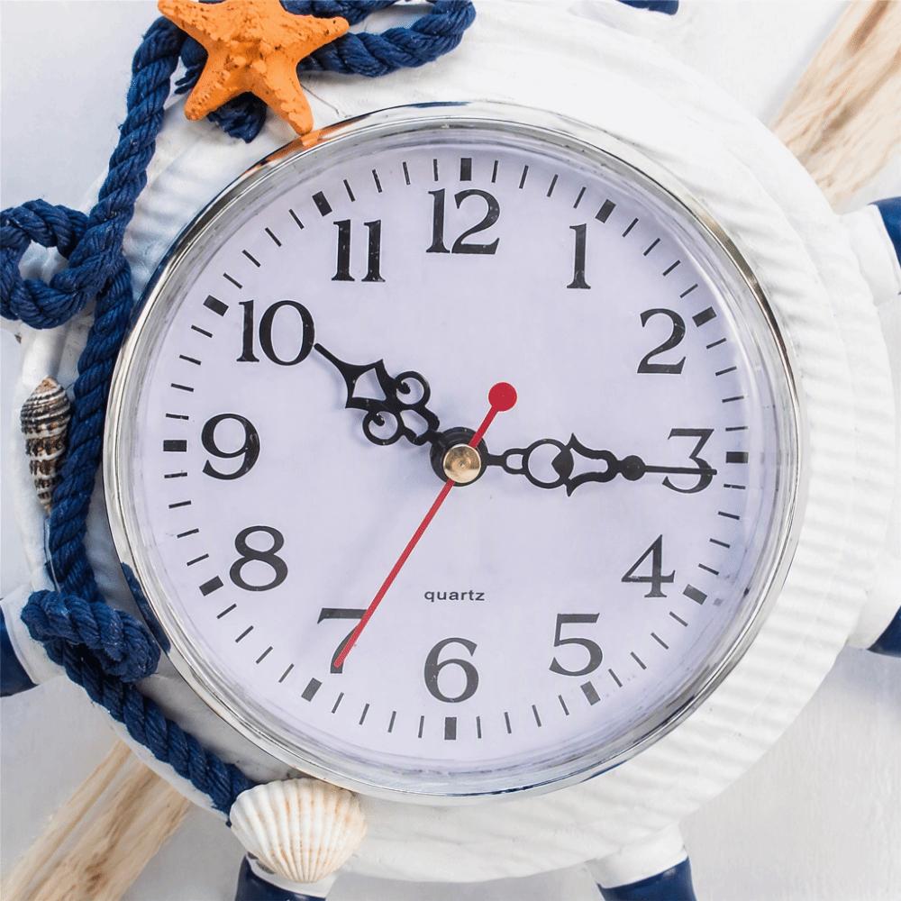 Wooden Steering Wheel Clock 8.46in Wooden Wall Clock Silent Sailing Ship Clock Home Decor