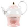 Ceramic Stone Flower Teapot Set Glass Candle Heating Fruit Tea Pot