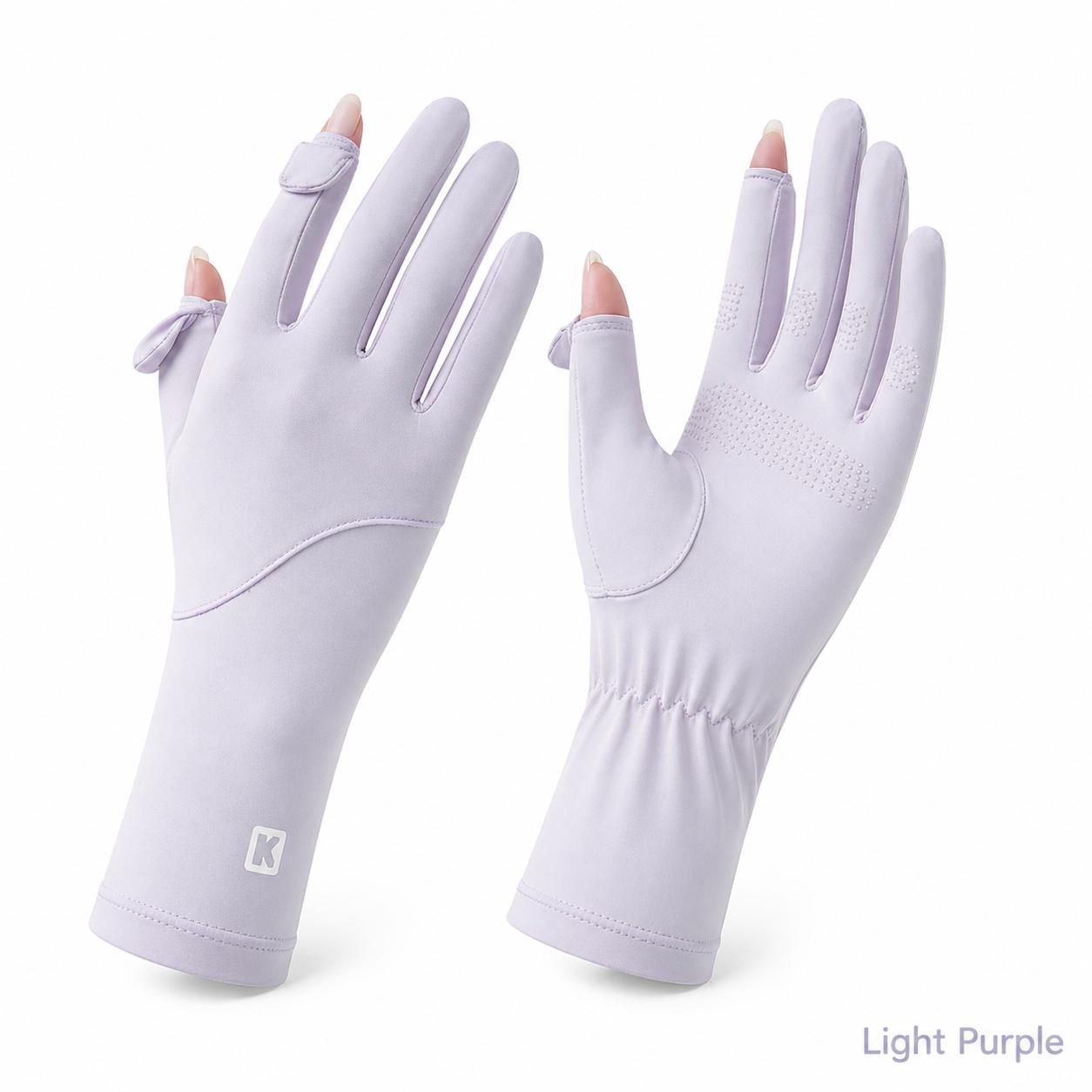Women’s Ice Silk Uv Protection Gloves For Summer Outdoor Sports, Cycling  Fingerless Touchscreen Sun Gloves With Extended Cuff