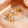 Exquisite Round Moonstone Stud Earrings for Women, Hypollergenic Stainless Steel Small Earrings, Elegant Aesthetic Jewelry Gifts