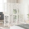 5 Piece Room Divider White Solid Paulownia Wood
