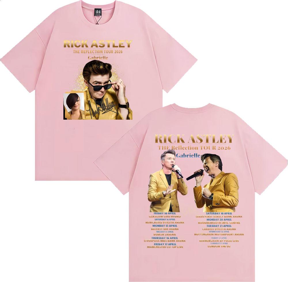 Rick Astley Reflection Tour 2026 Printed T Shirt Men Women Fashion Classic Comfort 100% Cotton T-Shirt Oversized O-Neck T-shirts