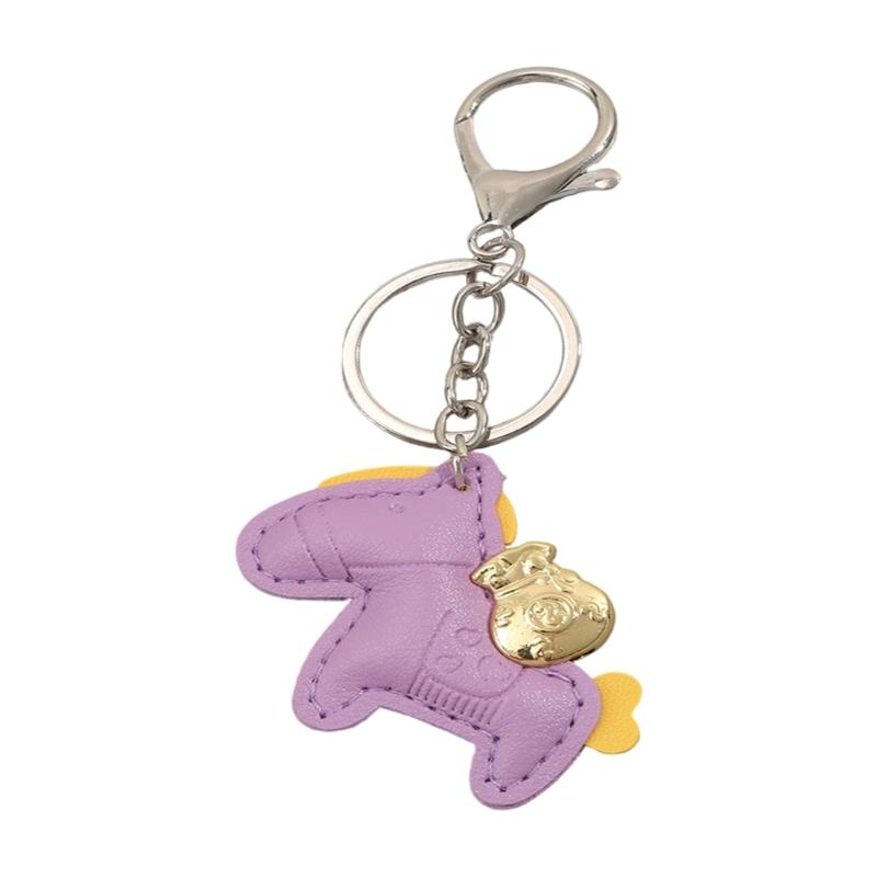 Handcrafted Leather Keychain Symbolizing Good Luck and Prosperity Horse Pendant Key Ring for Couples and Car Owners