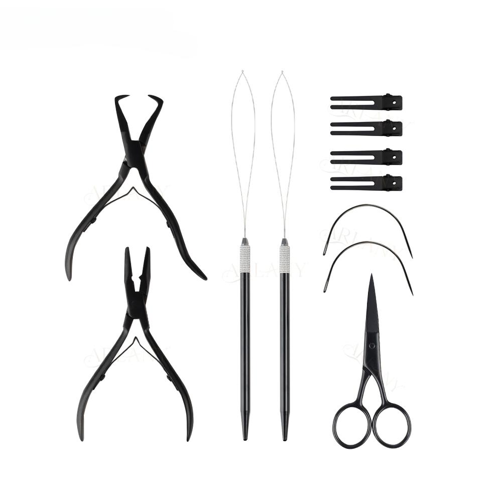 Haarverlängerungszangen-Set Edelstahl-Mikroring-Zange Haar-Schlaufe Werkzeug Perlen Öffner Schließer Haarverlängerungen Haarstyling