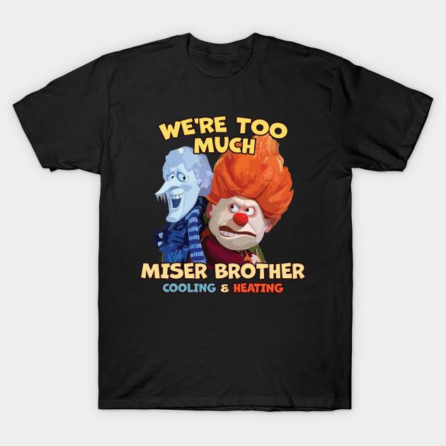 Men Black Print T-shirt Miser Brothers Heating And Cooling - Vintage Christmas No-Cut Transfer Paper Print Cotton Tshirt L чёрный