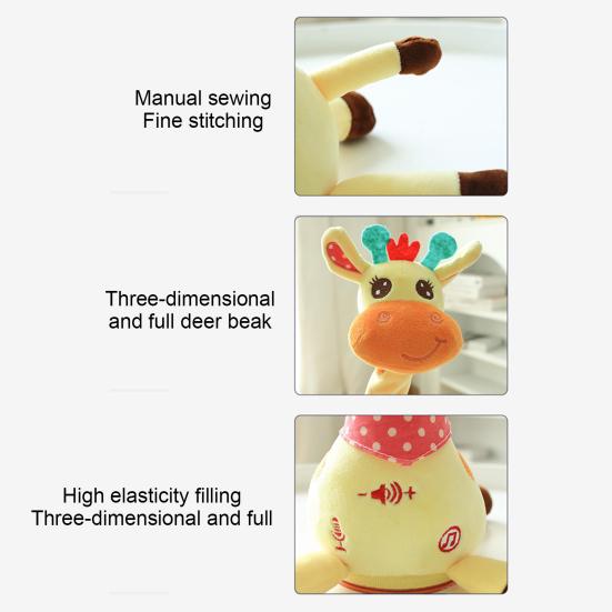 Musical Giraffe Toy with LED Lights Sings Dances Repeats What You Say Plush Giraffe Toy Baby Glowing Dancing Talking Stuffed