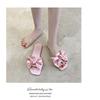Silk Fabric Bow, Flat Bottomed Slippers, Breathable Casual Women's Shoes, Lightweight Cool Slippers