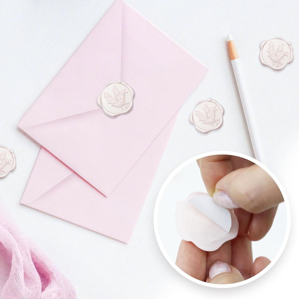 30 Pcs Pink Wax Seal Stickers Self Adhesive Rosemary Envelope Wax Seal Stickers Wedding Vintage Embossed Invitation Envelope Stickers for