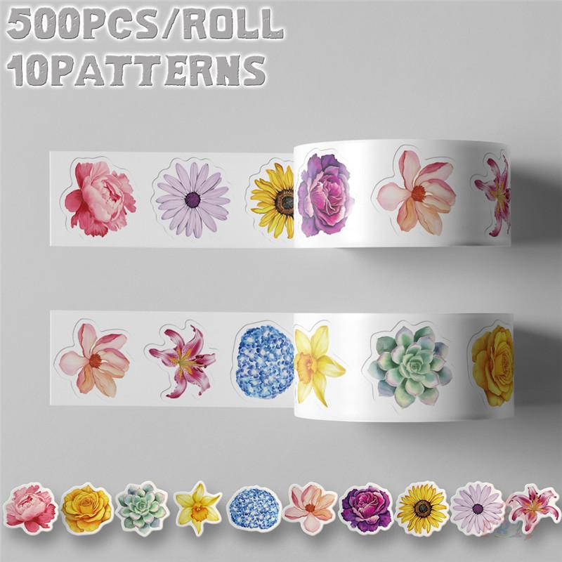 500Pcs/Roll Flowers In Blossom Kids Rewards Stickers - DIY Scrapbooks Album Decor Sealing Label Decals