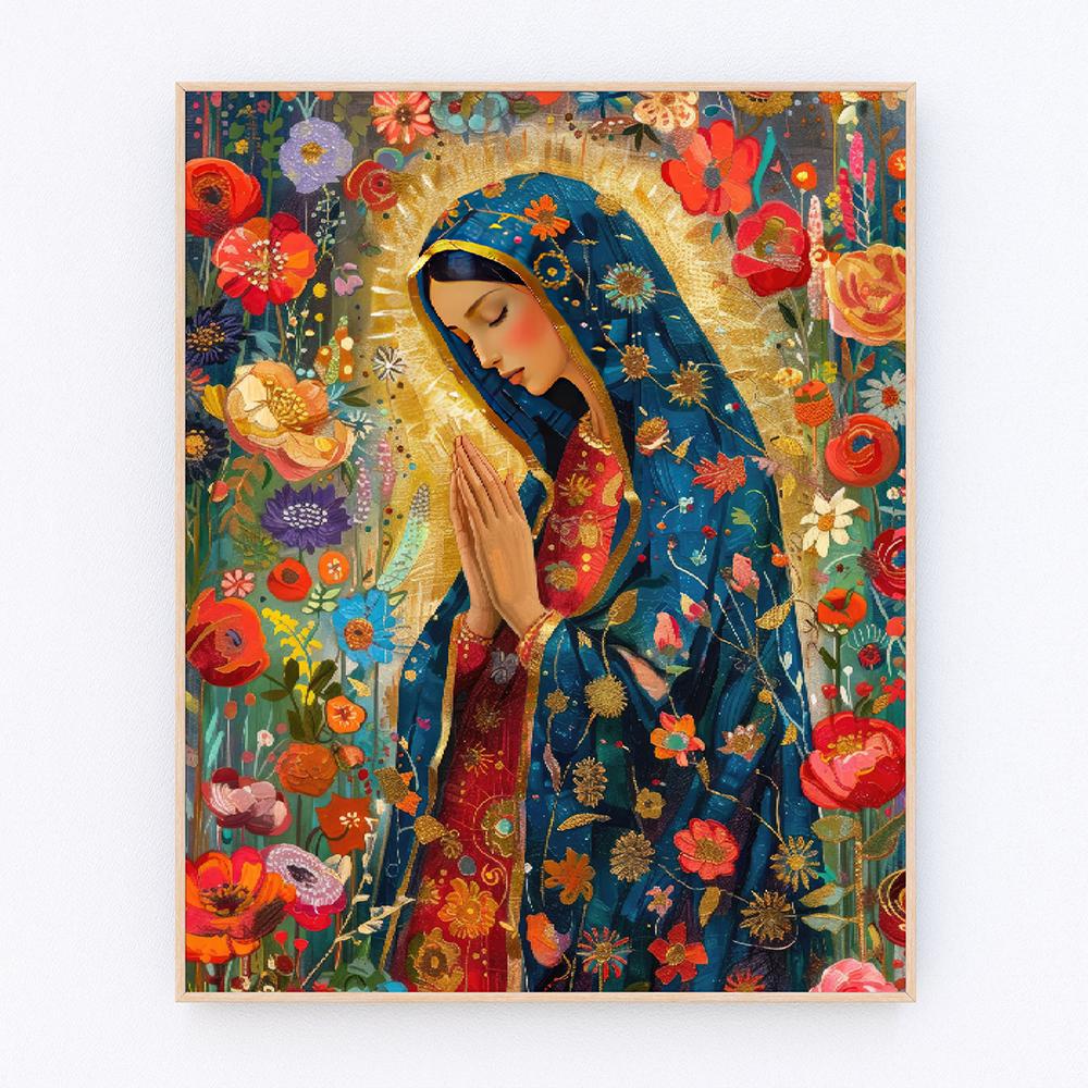 Jungfru Maria Tryck Väggkonst Poster Ikon Religiös Väggkonst Vår Fru Heminredning Heliga Modern Poster Modern Kristen Helgon Gåva