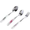 Floral ceramic handle fork rice spoon tableware stainless steel  soup  coffee ice spoon dessert household mixing spoon 5pcs