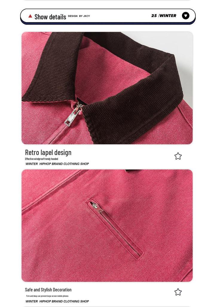 Unisex Retro-Jeansjacke, Herbst/Winter, Amerikanischer Stil, Lockere Passform, Lässige & Vielseitige Oberbekleidung mit Revers.