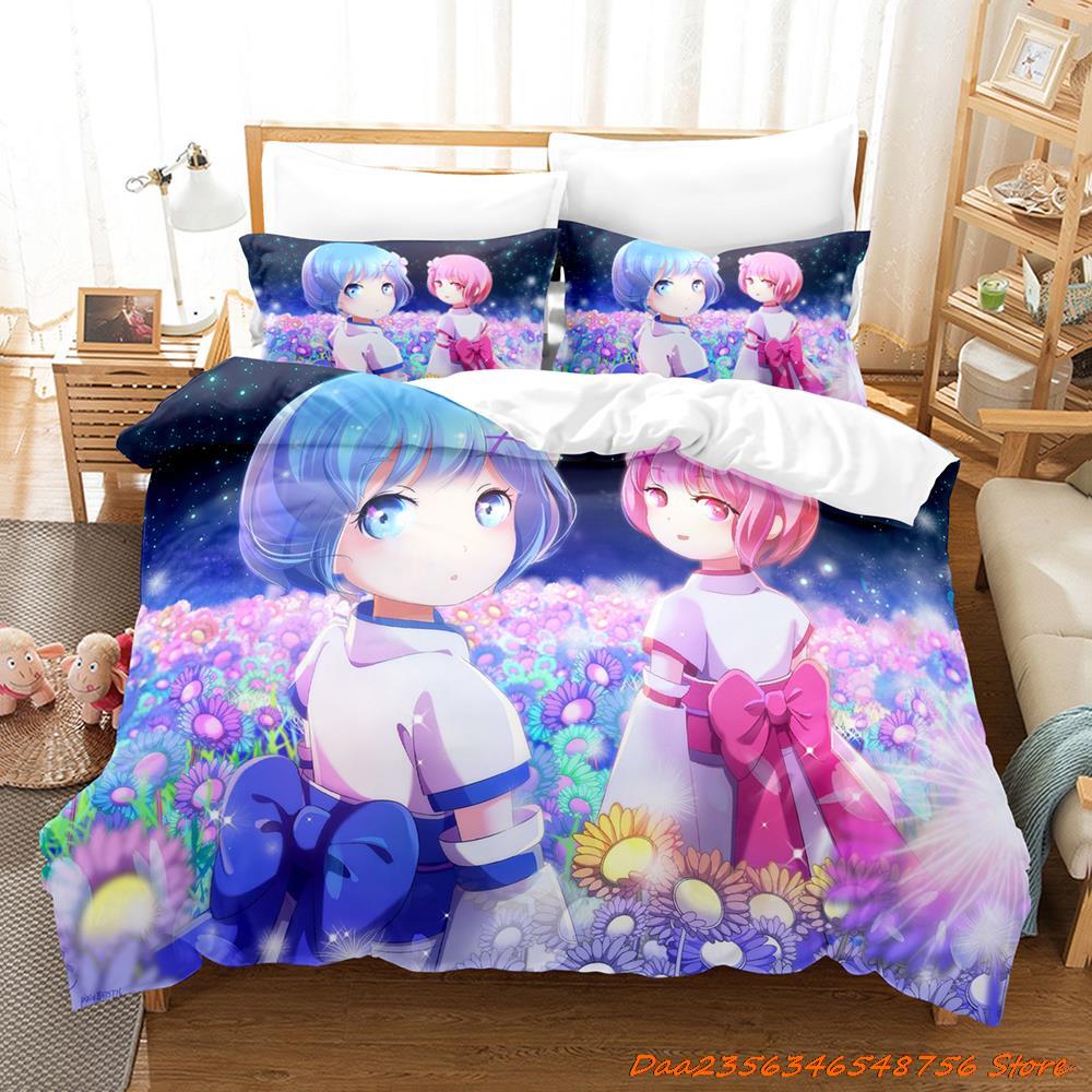 Comforter Re Zero Rem Ram Bedding Set Cartoon Anime Three-Piece Set Adult Kid Bedroom Duvet Sets 3D Kawaii Girl Twin Set