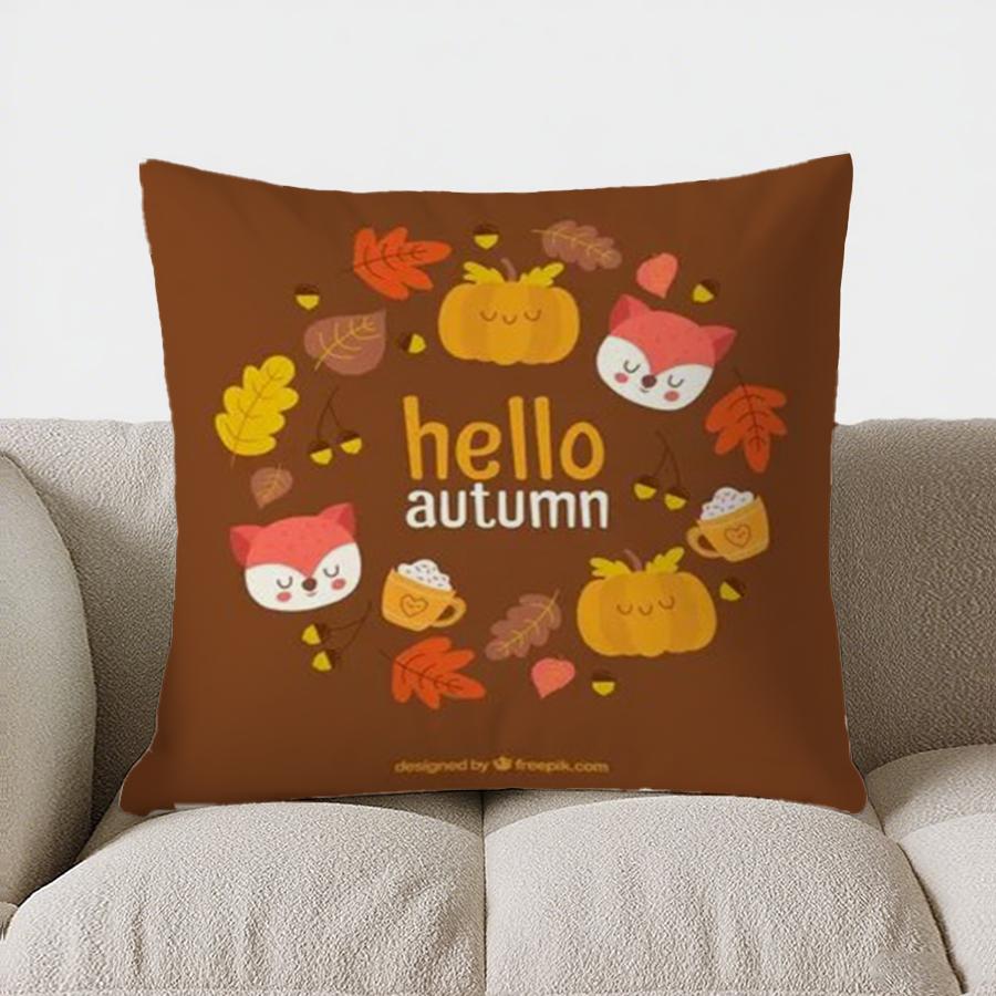 

Home Decor Hello Autumn Pumpkins Decorative Throw Pillow Pattern Cushion Cover Suitable for Sofa Bedroom Car Pillow Cover 16x16Inch