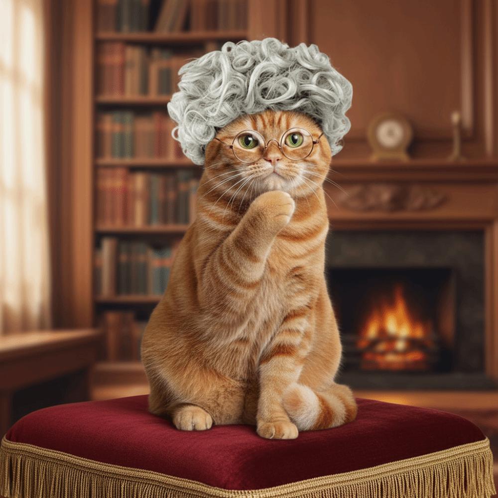Elastic Band Cat Funny Headpiece Curly Cat Cosplay Headwear Pet Afro Wig  Photo Props