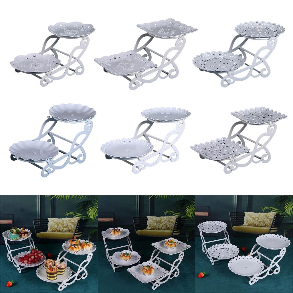 Stylish Afternoon Tea Tray Space Saving Fruit Plate Dessert Stand 3 Tiers Round Cake Racks for Home and Office Use