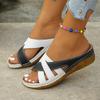 Sandals versatile color matching fish mouth one-word fashion style women's thick-soled wedge slippers