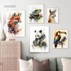 Aquarell Wildtiere Canva Ölgemälde Druck Poster Abstrakt Faultier Krake Flamingo Vogel Französische Bulldogge Hund Poster Heim Wandkunst