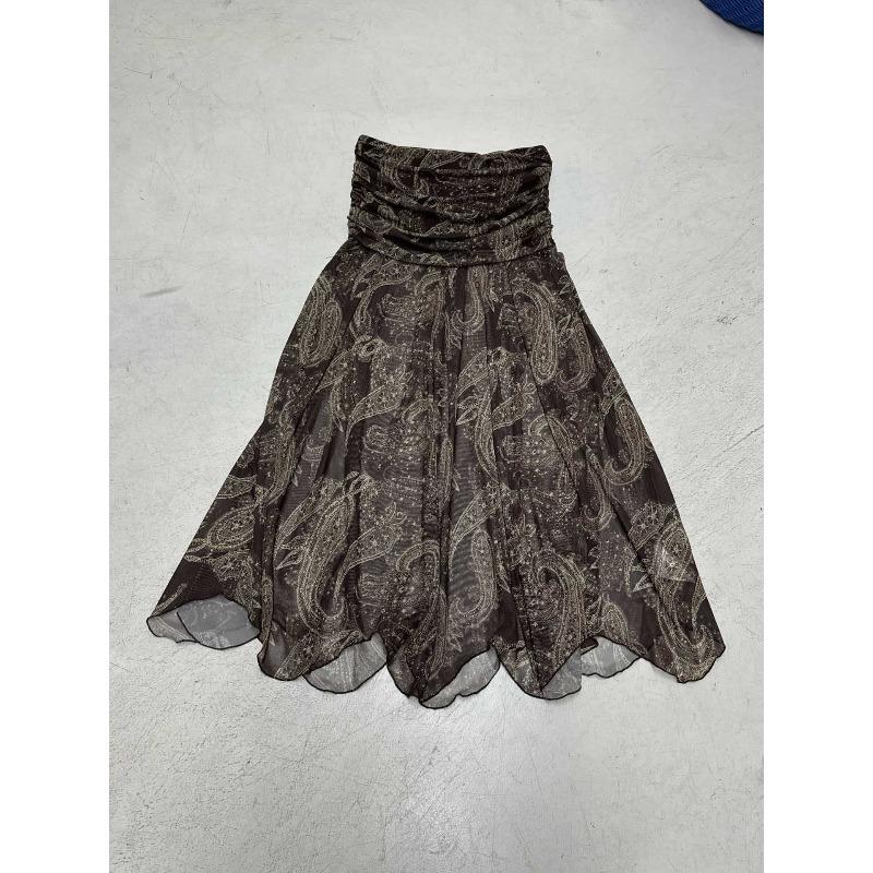 

Irregular Printed Big Swing Long Skirts for Women High Waist Buttock Cover A-Line Maxi Skirt Female Vintage Bottom Clothes L