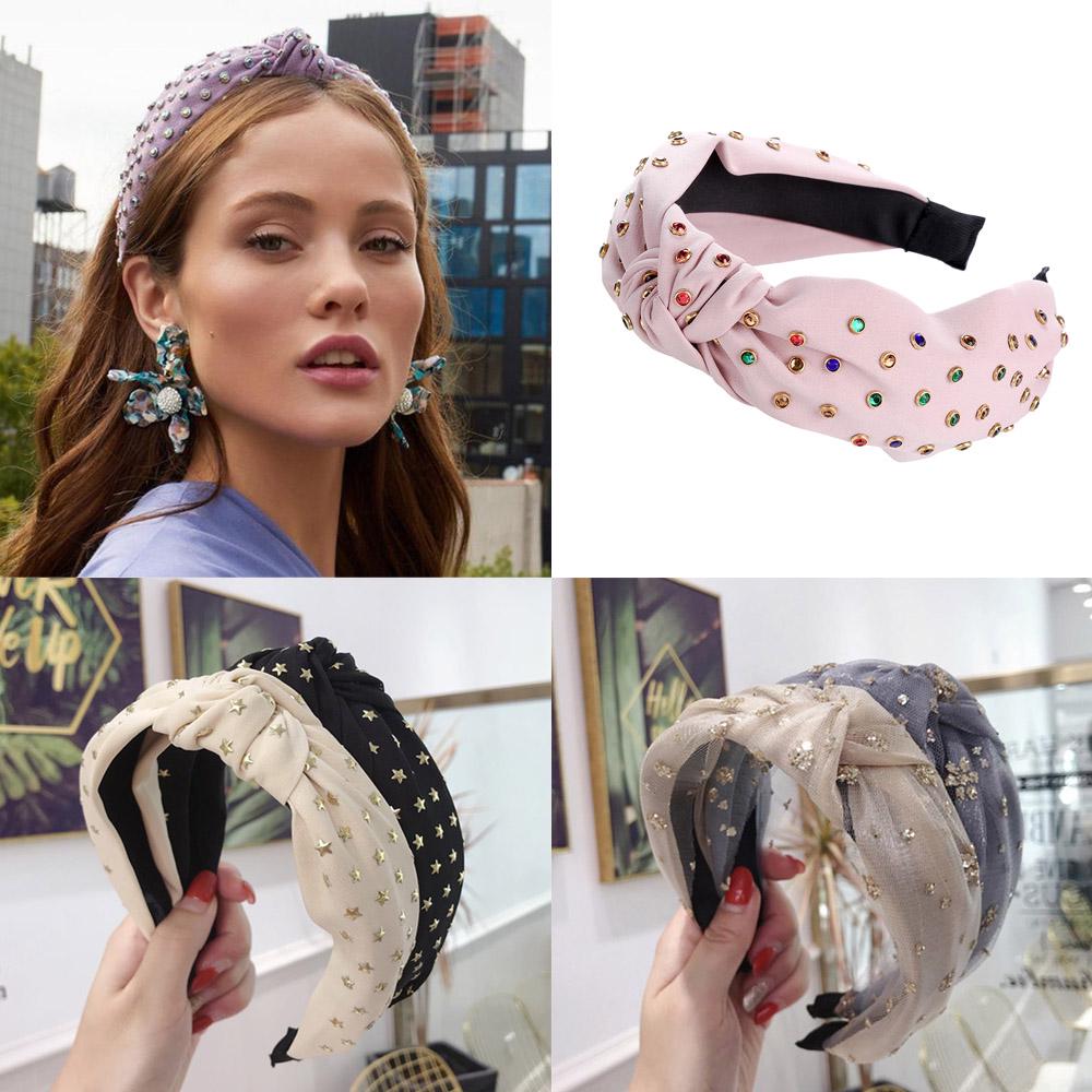 Богемный узел, широкая повязка для волос, винтажная блестящая атласная ...