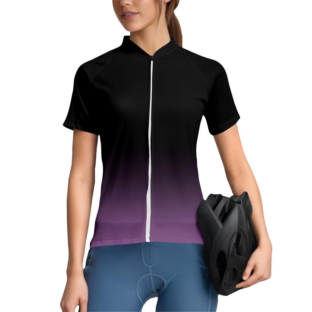 Women's Gradient Cycling Suit Short Sleeved Cycling Top With 3 Back Pockets, Breathable, Quick Drying, Moisture Wicking Reflective Strip For Cycling