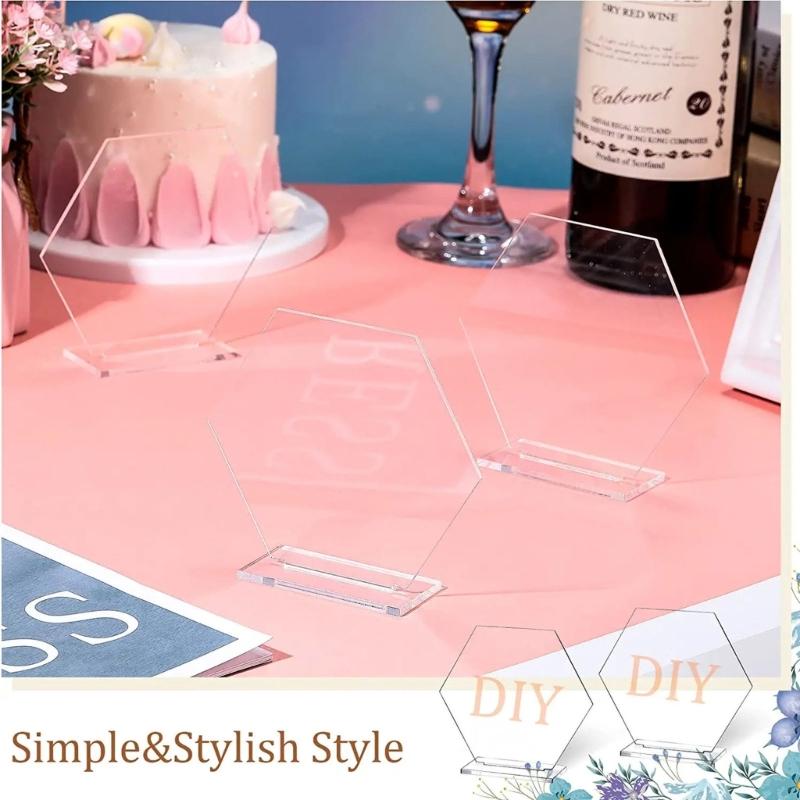 18 Pcs Acrylic Placement Card Holder Transparent Blank Desktop Display Stand Sign Stand Wedding Table Digital Plate