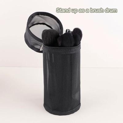 Mesh Round Cosmetic Storage Transparent Bag Large Capacity Makeup Brush Organizer Pouch Travel Cosmetics Case For Brushes Tools
