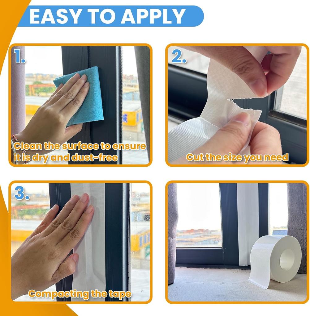 Window Weather Sealing Tape Window Isolation Tape for Winter Block Draft Cold Air Dust Rain Seal Gap No Residue Home