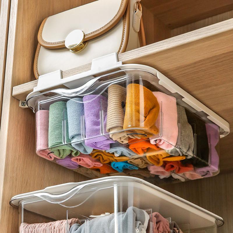 15-Compartment Hanging Underwear Organizer, Plastic Wall-Mounted Storage Box for Socks and Drawers, Space-Saving Transparent Closet Shelf Divider