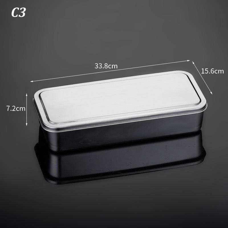 Stainless Steel Food Storage Tray With Lid Food Dessert Holder With Cover Storage Container Kitchen Restaurant Supply Organizer
