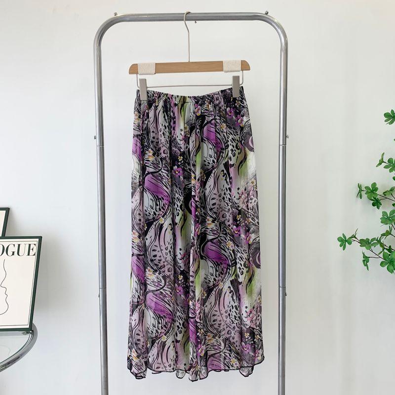 

100% Mulberry Silk Skirt Women s Summer New Arrival Elegant Long Skirt Silk Dress Large Swing Fairy Skirt Mid Length Long Length Purple One size