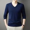 Solid Color V Neck Long Sleeve Pullover Knit Sweater For Men