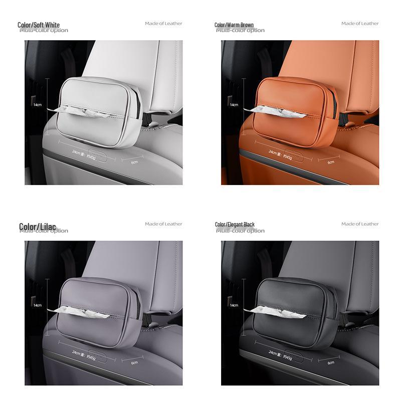 Letao L60 Leather Zipper Seat Tissue Bag - Original Car Color, Convenient Storage for Interior.