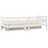 Daybed with Drawers White 90 X 190 Cm Pine Wood