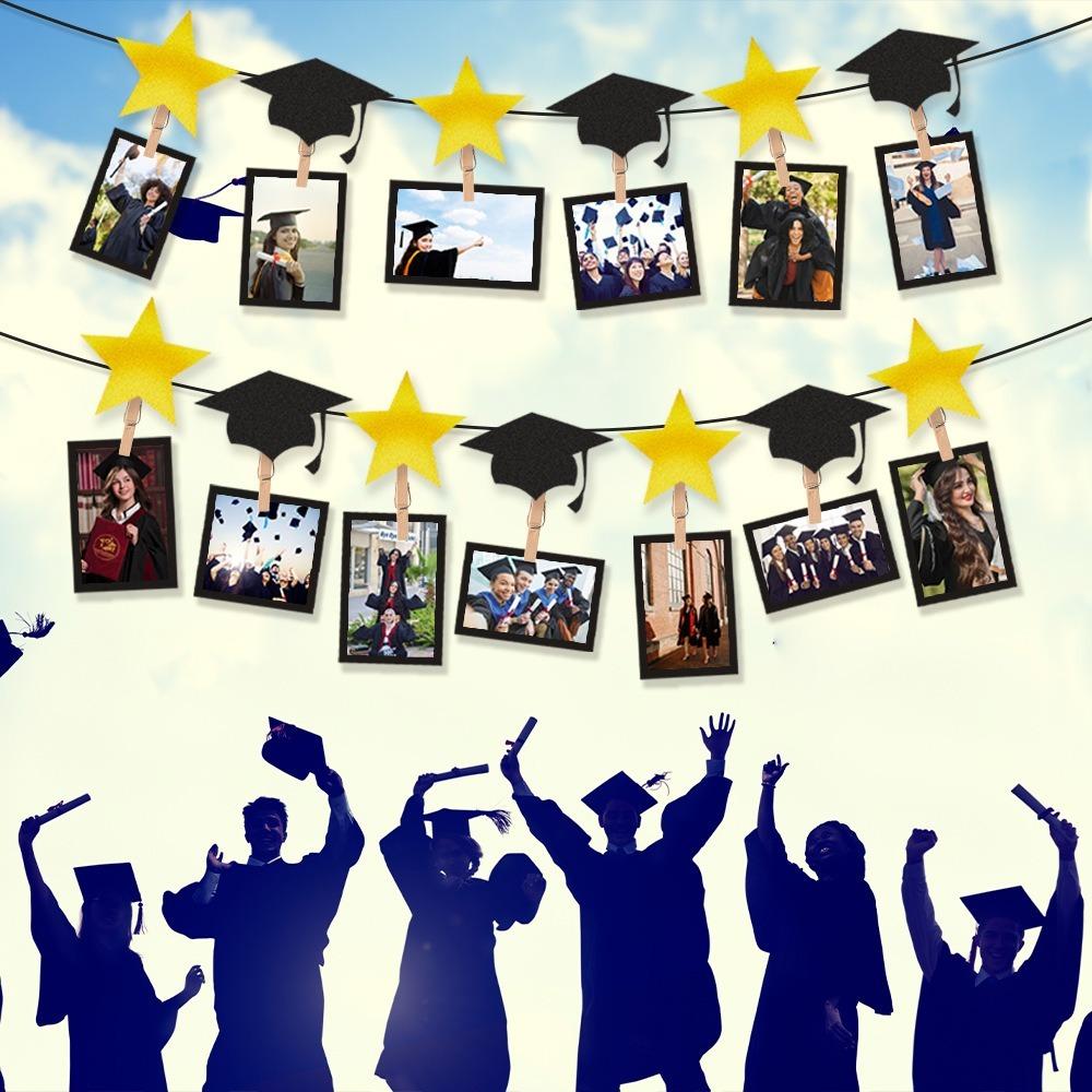 Personalized Congrats Grad Photo Banner Graduation Hanging Decor Graduation Season Themed Party
