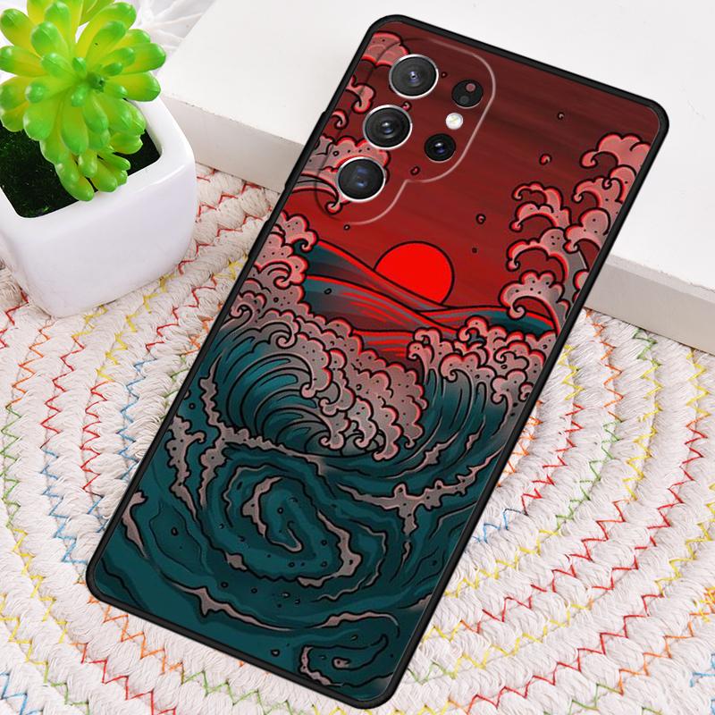 Japanese Wave Art Silicone Phone Case For Samsung Galaxy Note 10 Pro S26 S25 S24 S23 S22 S21 Plus S25Ultra Capa Cover
