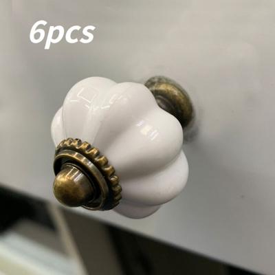 6pcs Acrylic Pumpkin Knobs, White Acrylic Cabinet Knobs Vintage Dresser Knobs, Vintage Knobs Decorative Drawer Pulls for Dressers, Closets, Cabinets