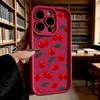 Rote Kirsche mit Blättermuster Handyhülle für iPhone 17 16 15 14 13 12 11 Pro Max Plus Kratzfest, Flexibles Gel Schutzhülle